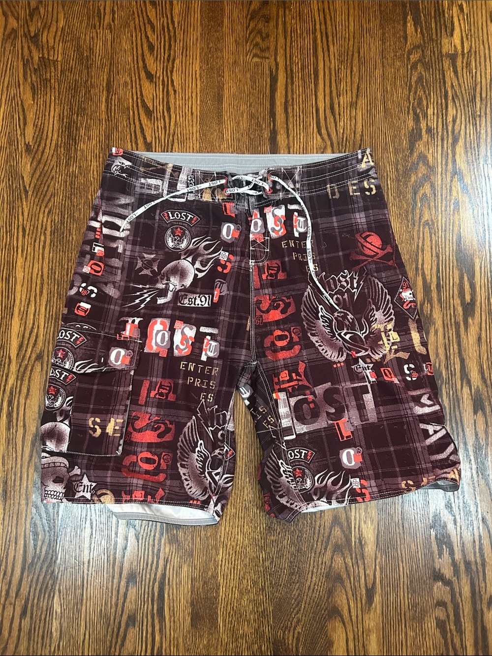 Vintage Y2K Lost Maximalist Board Shorts